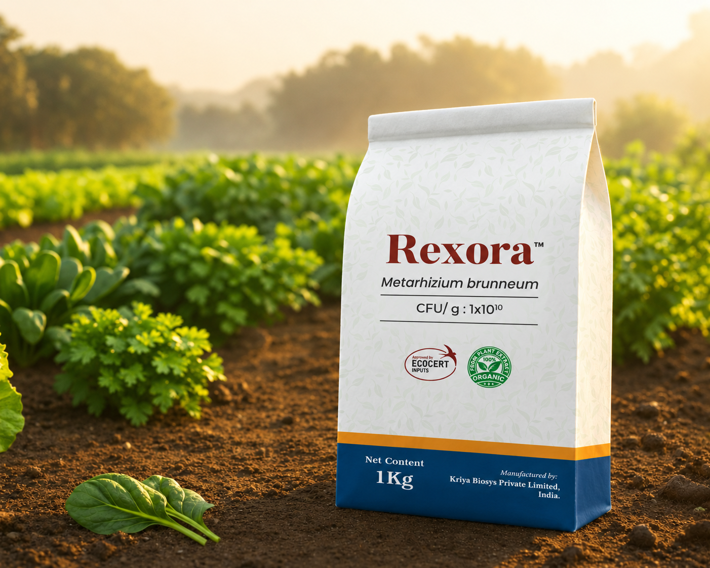 Rexora Metarhizium brunneum pack in a field crop setting